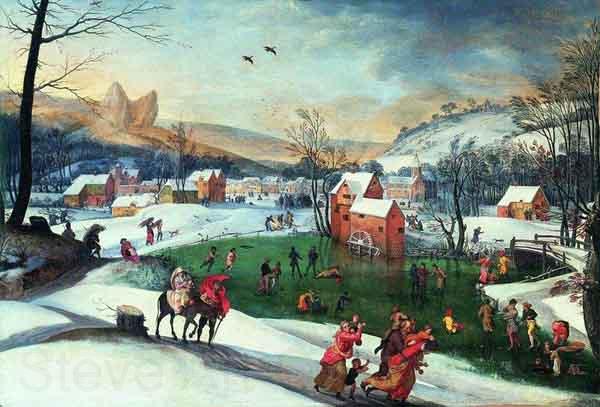 Gillis Mostaert Winter landscape with the flight into Egypt Spain oil painting art